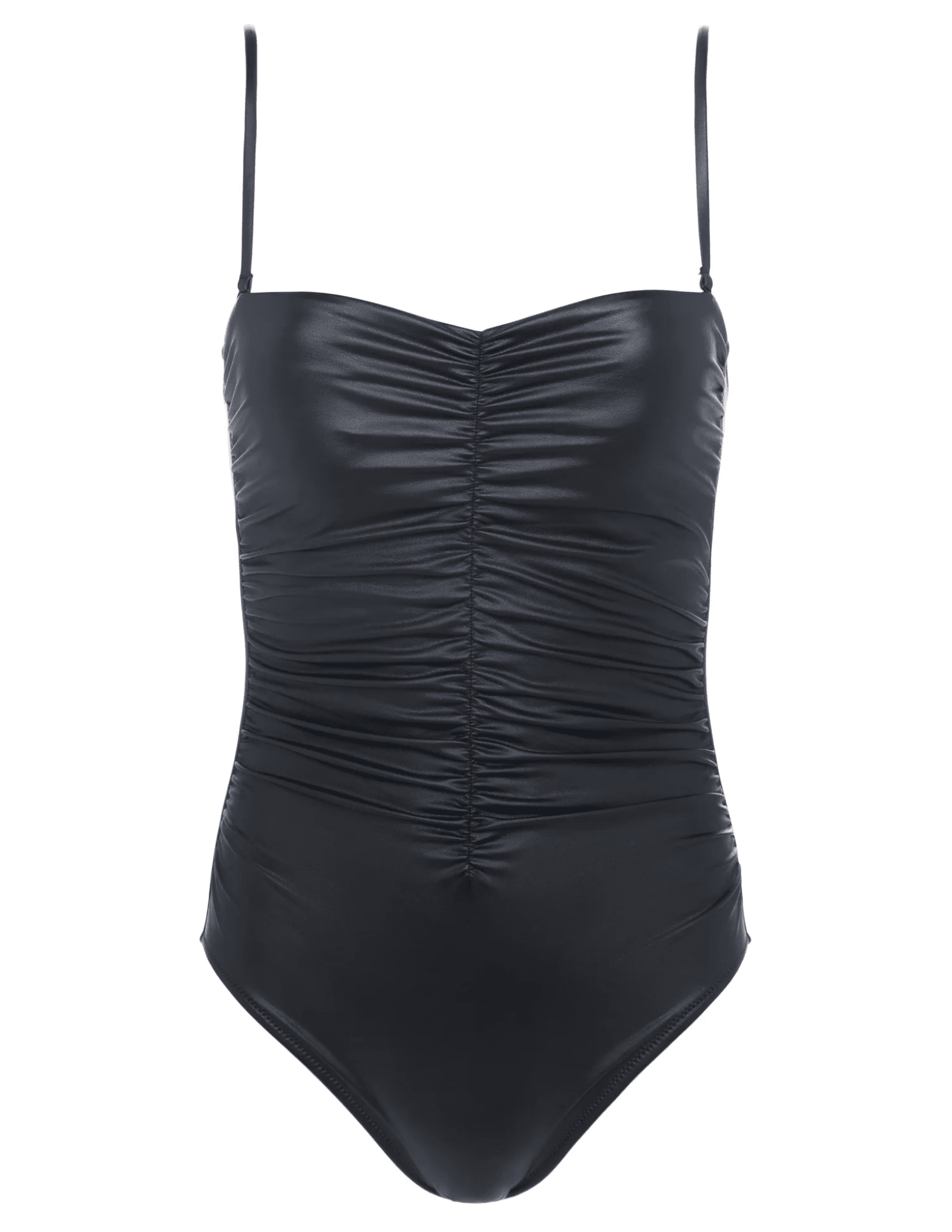 Black leather one piece swimsuit sales