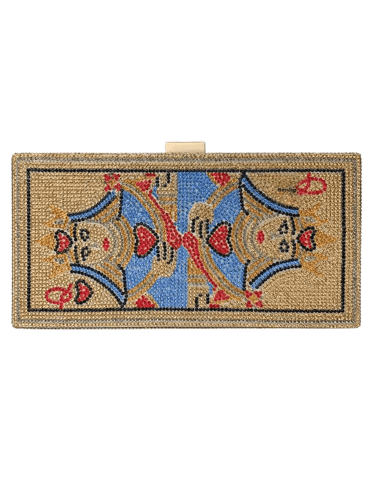 Fleur de Camélia Regina Crystal Clutch in Gold