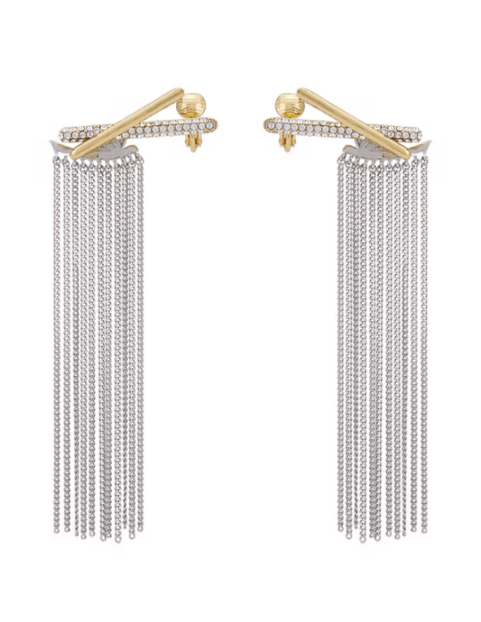 Austin Blaze - Austin Blaze Pavé Two Tone Tassel Earrings - Buy Online