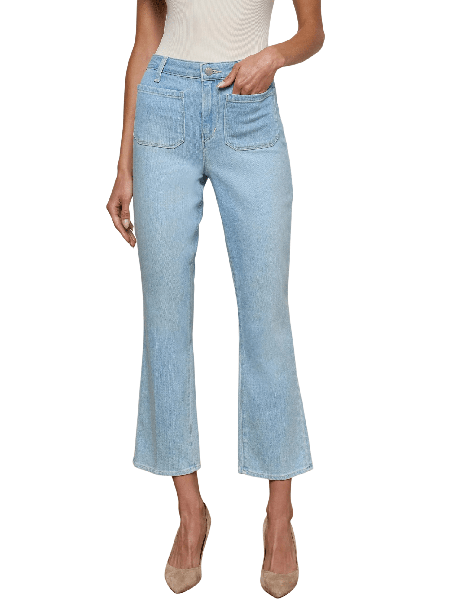 L'Agence - L'Agence Noya Cropped Slim Flare Jeans in Campos-SALE - Buy Online