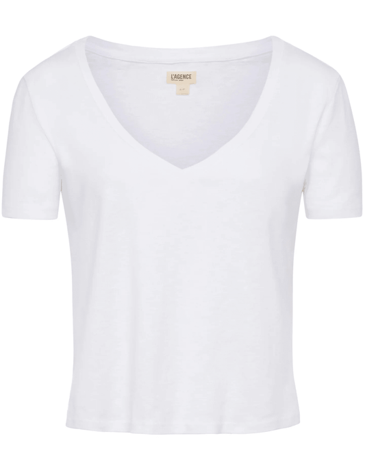 L'Agence - L'AGENCE Carly Short Sleeve V-Neck Tee - Buy Online