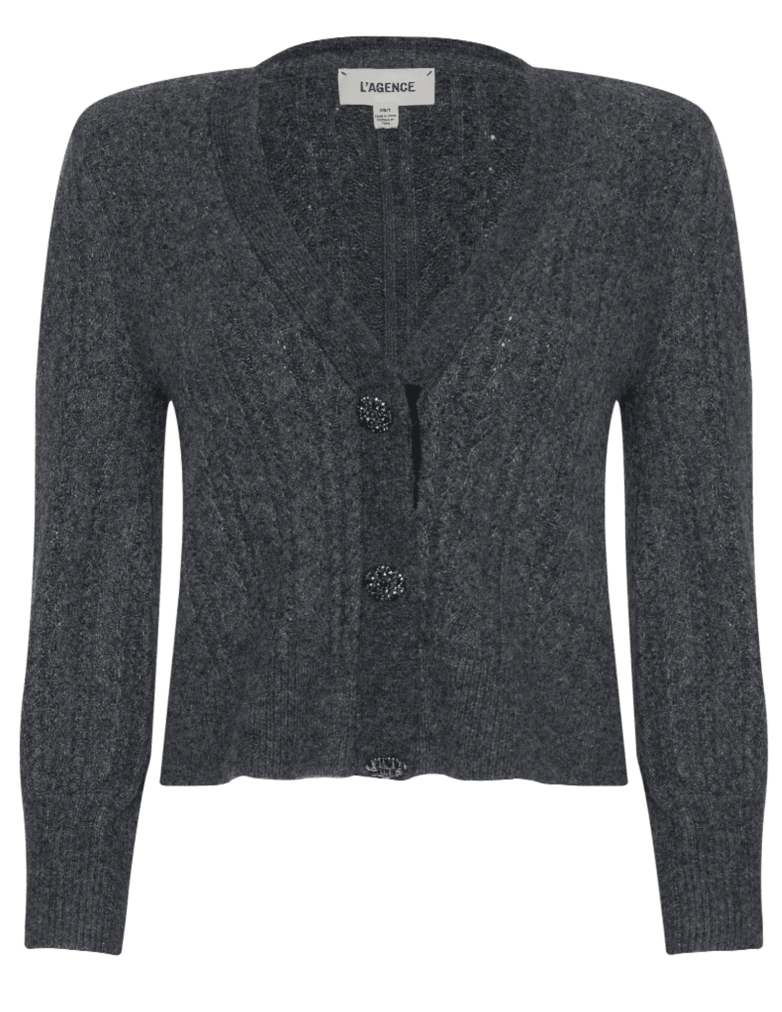 L'Agence - L'AGENCE Talullah Shoulder Pad Cardigan in Charcoal-SALE - Buy Online