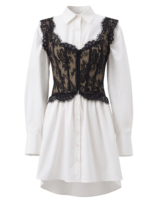 PRE-ORDER-Giuseppe Di Morabito Corset Mini Shirt Dress in Off White