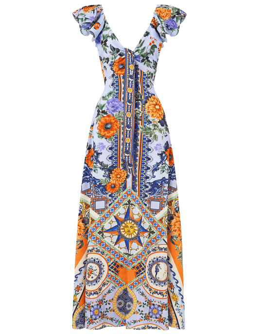 Camilla - Camilla Tie Front Frill Sleeve Maxi Dress - Buy Online