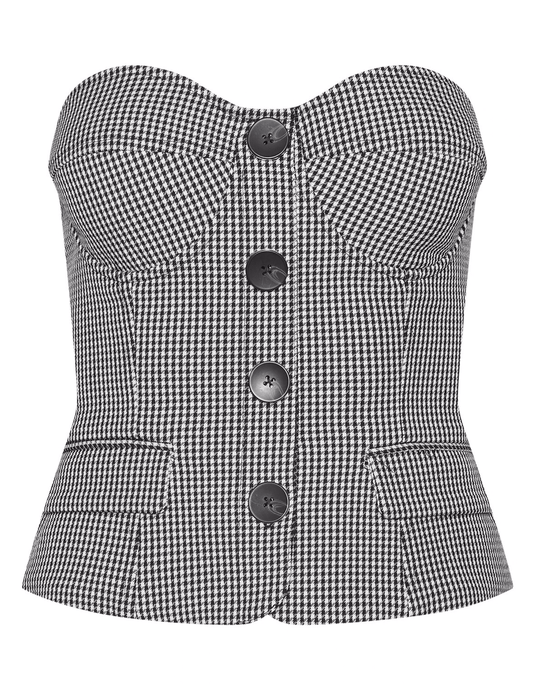 PRE-ORDER-L'AGENCE Genevieve Corset Vest Top in Houndstooth