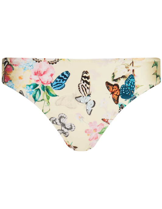 L'Agence - PRE-ORDER-L'AGENCE Nicole Bikini Bottom in Pale Yellow Garden Butterflies - Buy Online