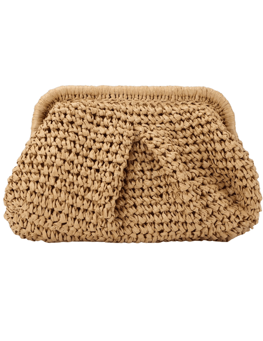 St. Barths La Robe - St. Barths La Robe August Straw Pouch Clutch in Caramel - Buy Online