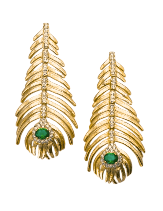 Austin Blaze - Austin Blaze Embellished Peacock Feather Dangle Earrings - Buy Online