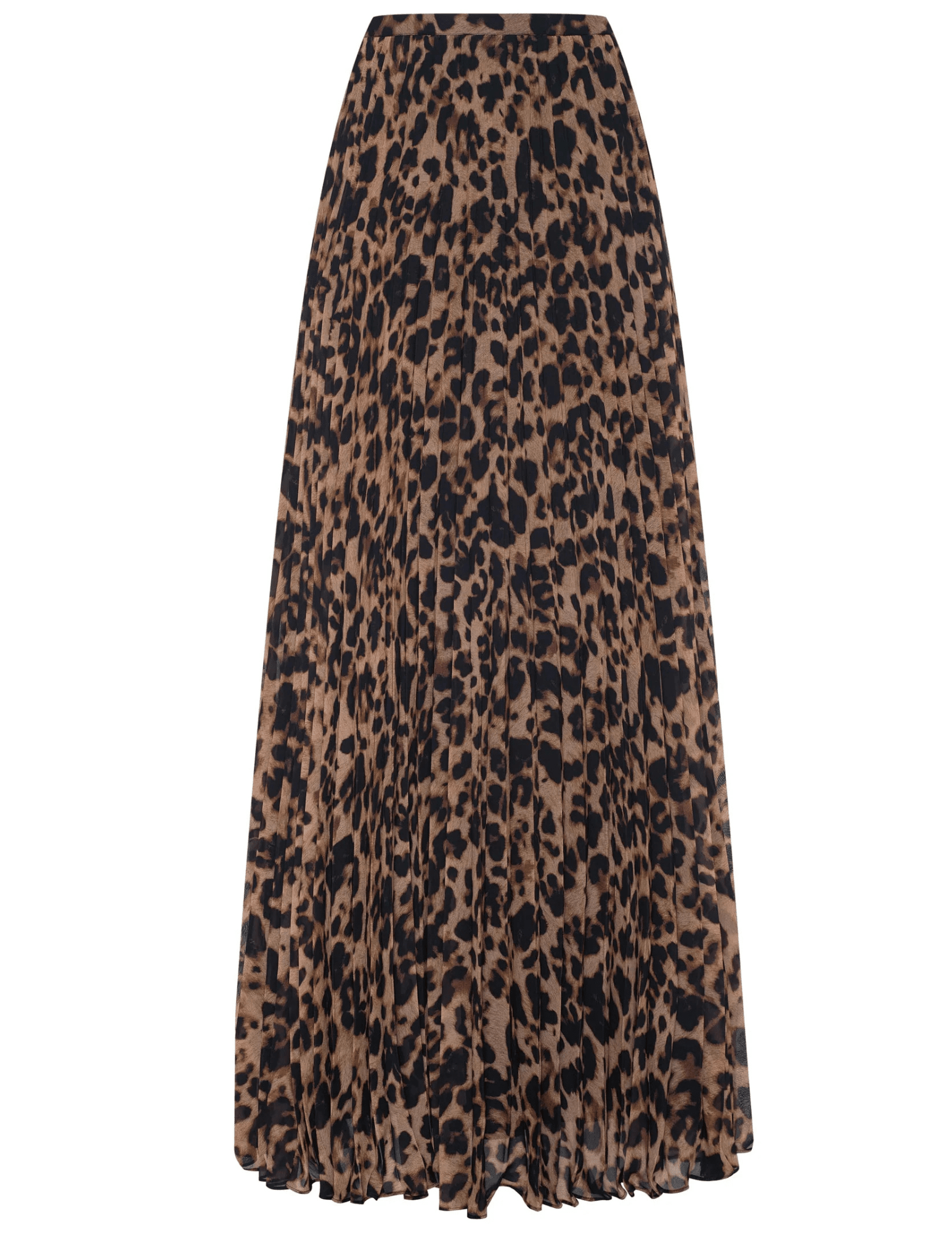L'Agence - PRE-ORDER-L'AGENCE Torin Pleated Maxi Skirt in Brown Multi Amur Leopard - Buy Online