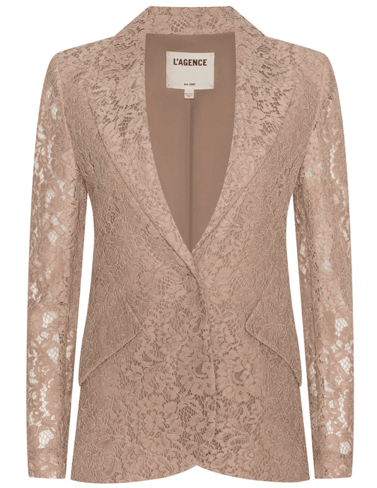 L'Agence - PRE-ORDER-L'AGENCE Chamberlain Lace Blazer in Cappuccino - Buy Online