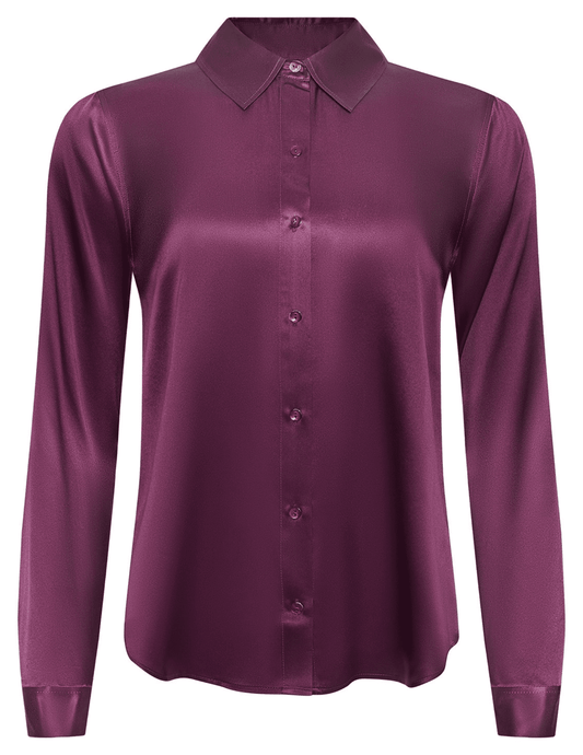 PRE-ORDER-L'AGENCE Tyler Long Sleeve Blouse in Dark Plum