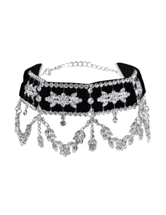 Austin Blaze - Austin Blaze Velvet and Rhinestone Statement Choker Necklace - Buy Online