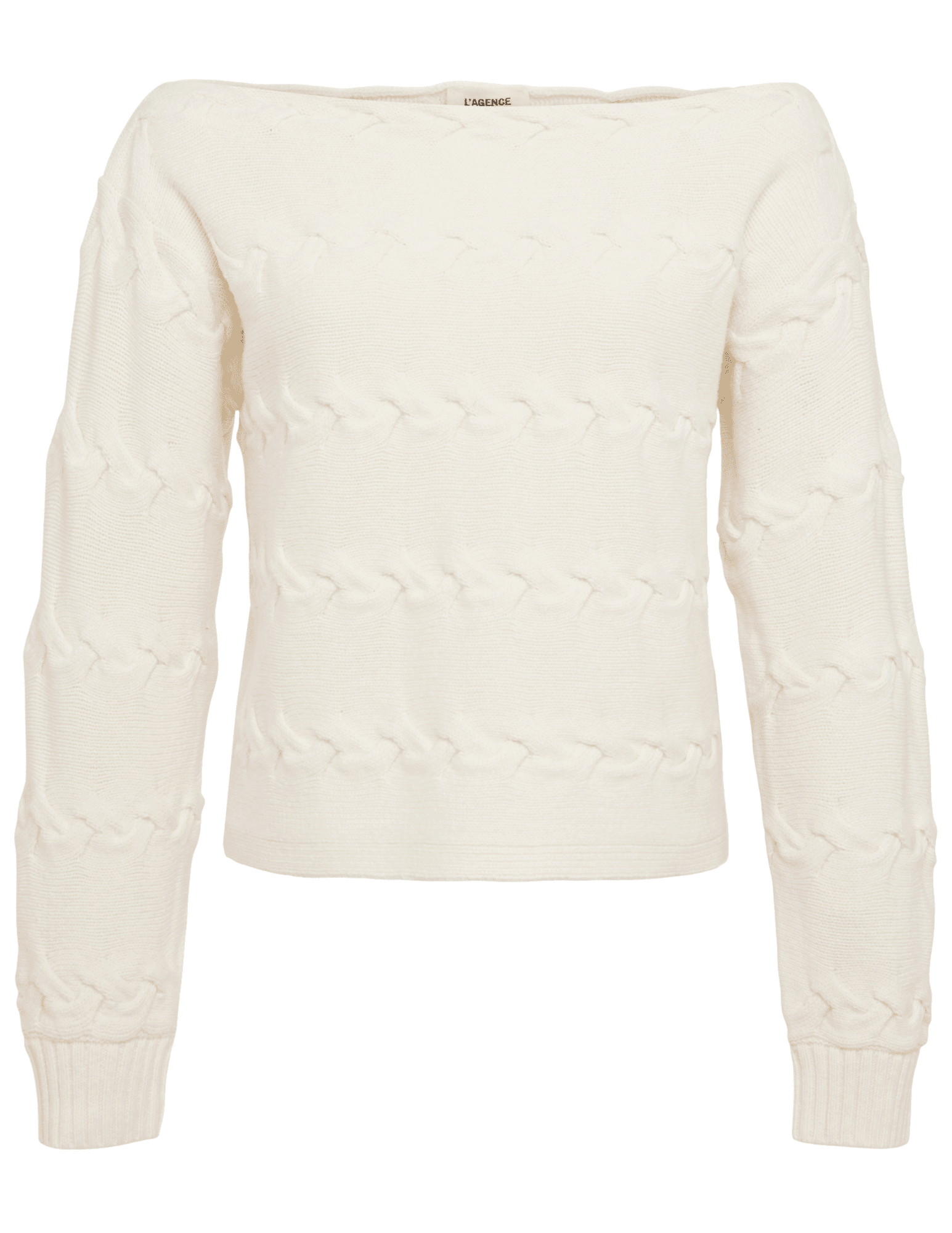 L'Agence Shan Off Shoulder Cable Knit Sweater