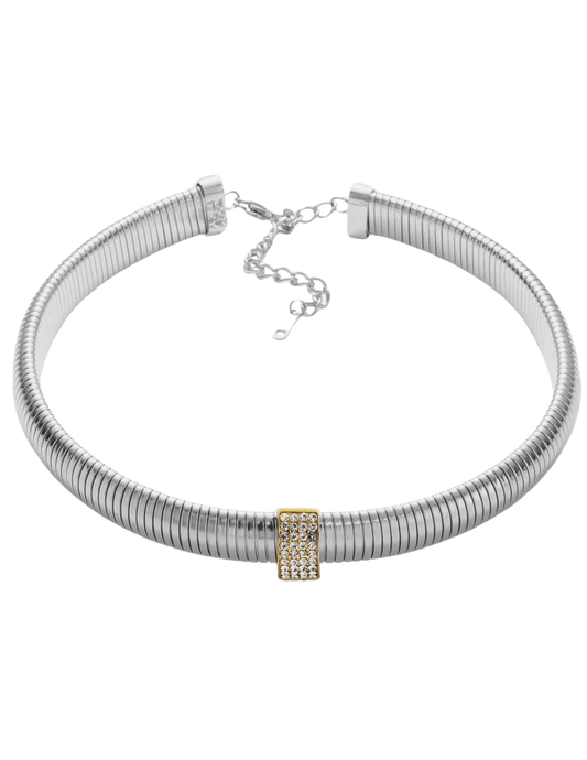 Austin Blaze - Austin Blaze Embellished Two Tone Snake Collar Necklace - Buy Online