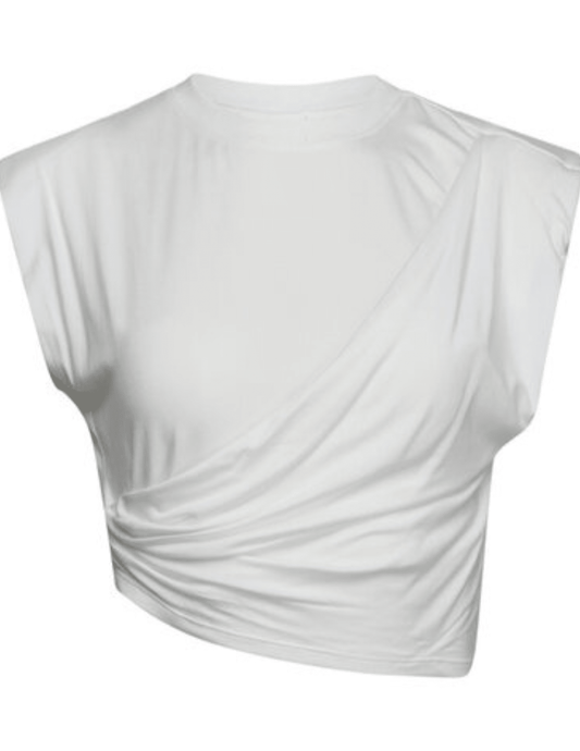 Simkhai Estelle Stretch Jersey Crop Top in White