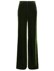 L'Agence - L'AGENCE Pilar Velvet Wide Leg Pant in Deep Olive-SALE - Buy Online