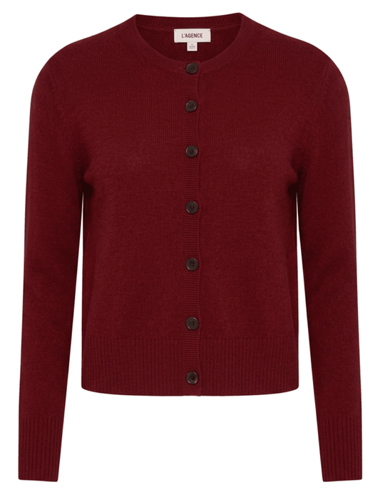 PRE-ORDER-L'AGENCE Malone Cashmere Cardigan in Cherry