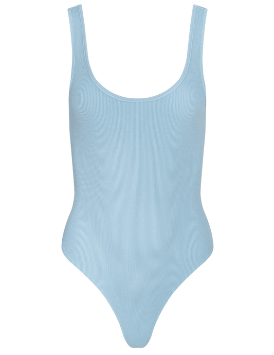 L'Agence - PRE-ORDER-L'AGENCE Nica Scoop Neck Bodysuit in Cool Blue - Buy Online