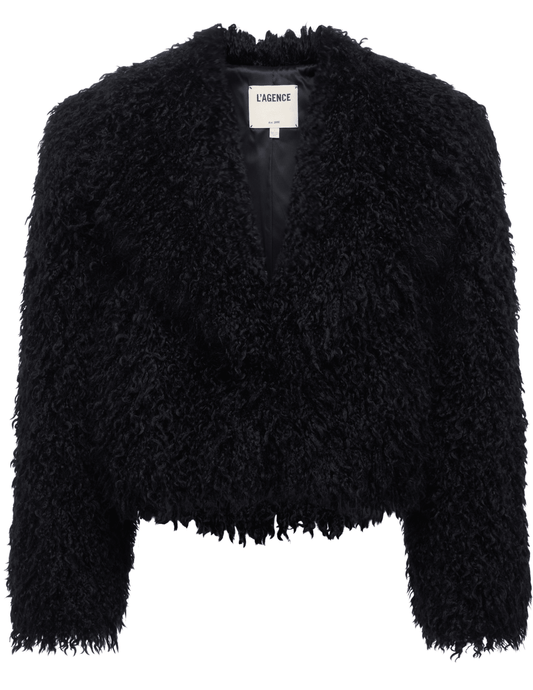 L'Agence - L'AGENCE Aura Crop Faux Fur Jacket - Buy Online