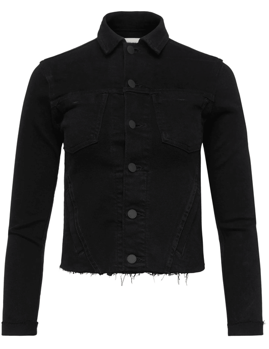 L'Agence - L'Agence Janelle Slim Raw Jacket In Saturated Black - Buy Online