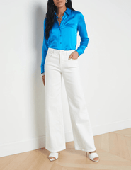 L'Agence - L'AGENCE Alicent High Rise Wide Leg Crop Jeans In Blanc - Buy Online