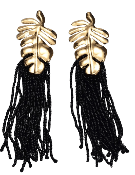 Steven Dann - Steven Dann Palm Leaf Beaded Statement Earring - Buy Online