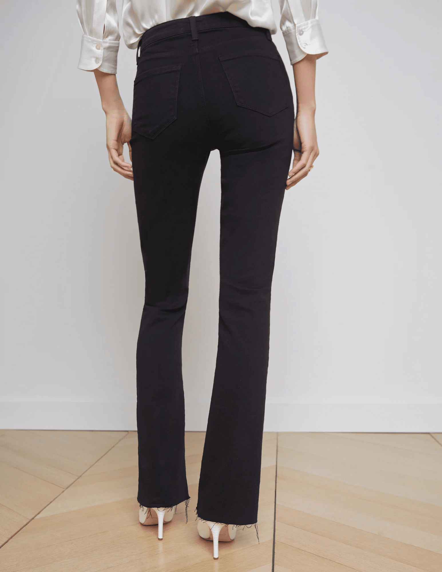 L'Agence - L’AGENCE Ruth High Rise Straight Jeans In Noir - Buy Online