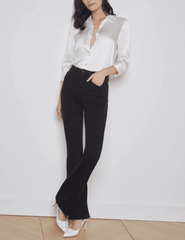L'Agence - L’AGENCE Ruth High Rise Straight Jeans In Noir - Buy Online
