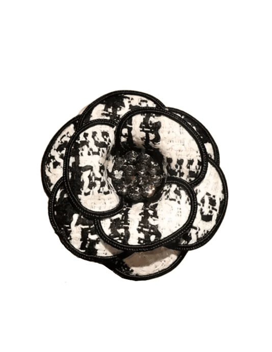 Fleur de Camélia - Fleur de Camélia Embellished Tweed Camellia Brooch - Buy Online