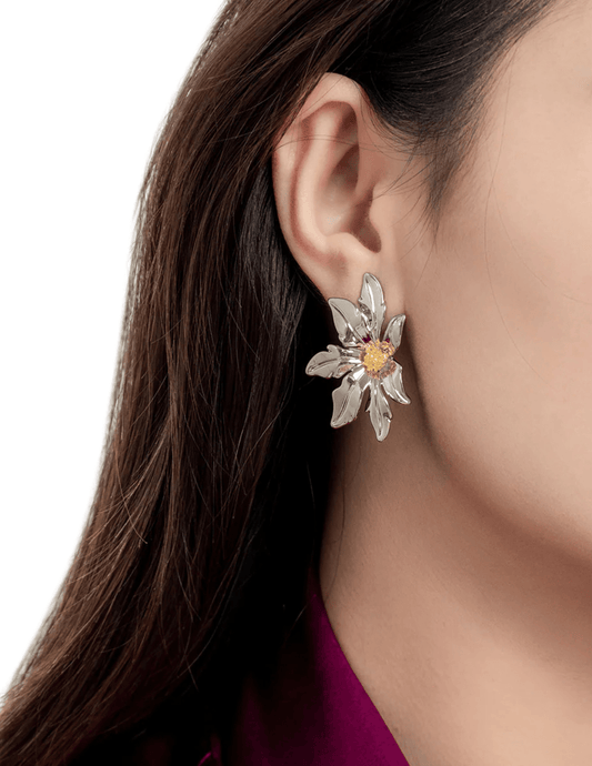 Fleur de Camélia - Fleur de Camélia Two Tone Flower Earring - Buy Online