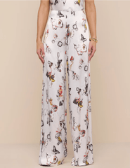 L'Agence - PRE-ORDER-L'AGENCE Kimia Satin Wide Leg Pant in Ecru Multi Butterfly Print - Buy Online