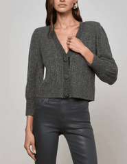 L'Agence - L'AGENCE Talullah Shoulder Pad Cardigan in Charcoal-SALE - Buy Online