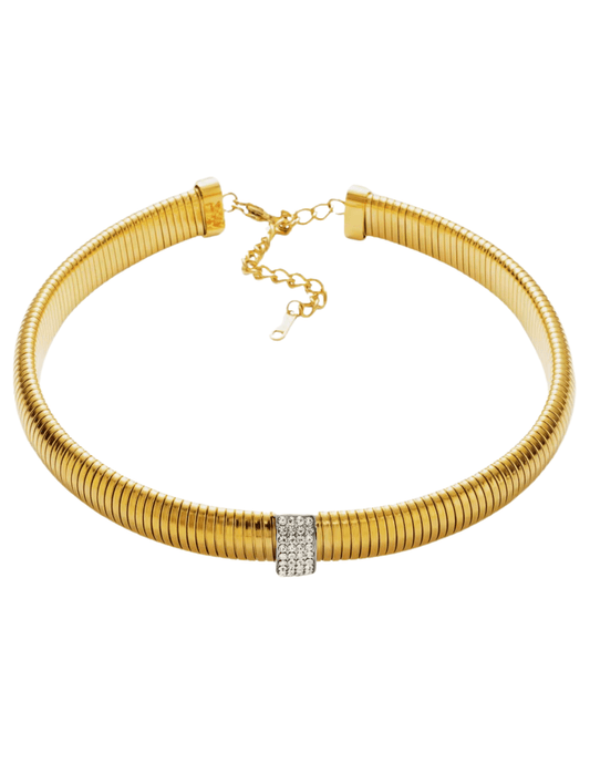 Austin Blaze - Austin Blaze Embellished Two Tone Snake Collar Necklace - Buy Online