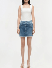 Simkhai - Simkhai Salix Double Waistband Denim Mini Skirt in Catalina Trancoso - Buy Online