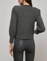 L'Agence - L'AGENCE Talullah Shoulder Pad Cardigan in Charcoal-SALE - Buy Online