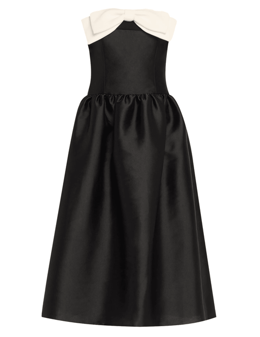 Self-Portrait - Self-Portrait Taffeta Contrast Bow Midi Dress - Buy Online