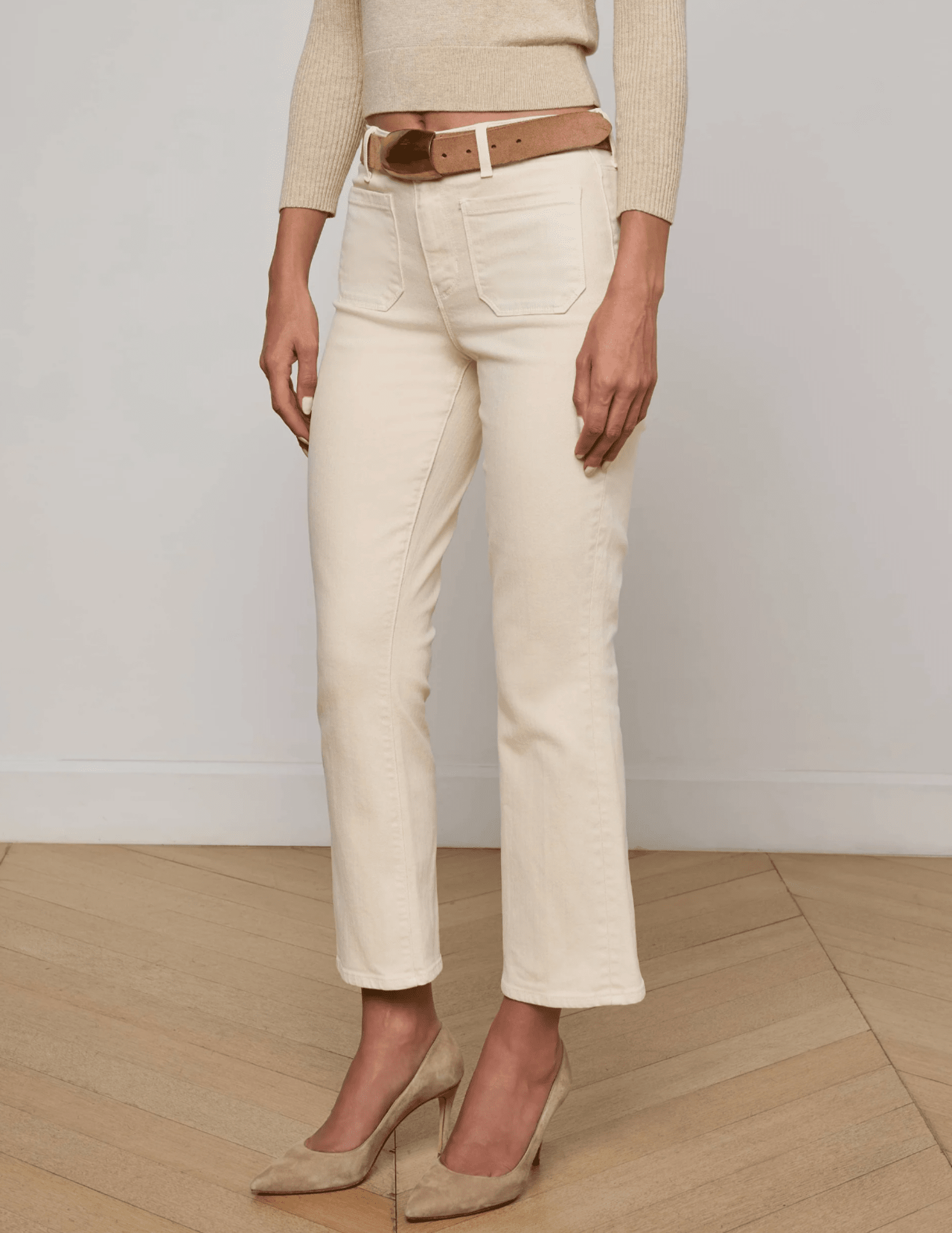 L'Agence - L'AGENCE Noya Cropped Slim Flare Jeans in French Vanilla - Buy Online