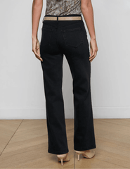 L'Agence - L’AGENCE Scottie High Rise Wide Leg Jeans in Washed Black - Buy Online