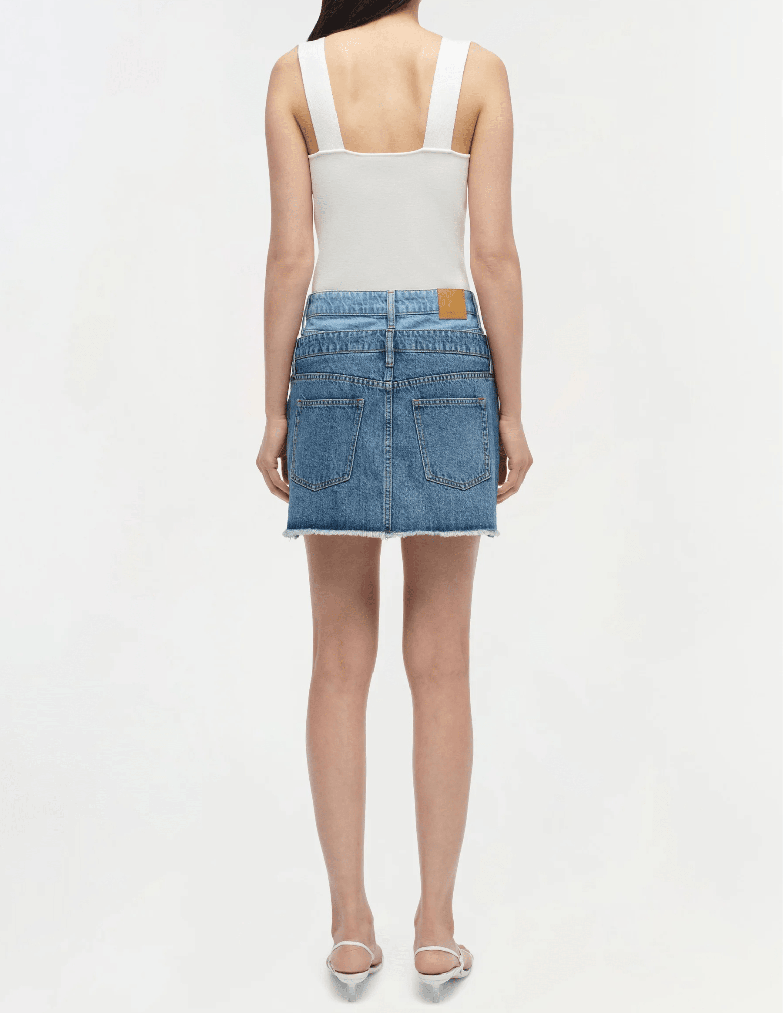 Simkhai - Simkhai Salix Double Waistband Denim Mini Skirt in Catalina Trancoso - Buy Online