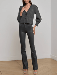 L'Agence - L'AGENCE Talullah Shoulder Pad Cardigan in Charcoal-SALE - Buy Online