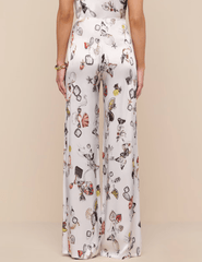 L'Agence - PRE-ORDER-L'AGENCE Kimia Satin Wide Leg Pant in Ecru Multi Butterfly Print - Buy Online