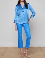L'Agence - L'AGENCE Dani Three Quarter Sleeve Blouse in Regatta Blue - Buy Online