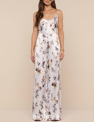 L'Agence - PRE-ORDER-L'AGENCE Kimia Satin Wide Leg Pant in Ecru Multi Butterfly Print - Buy Online