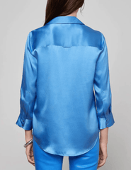 L'Agence - L'AGENCE Dani Three Quarter Sleeve Blouse in Regatta Blue - Buy Online