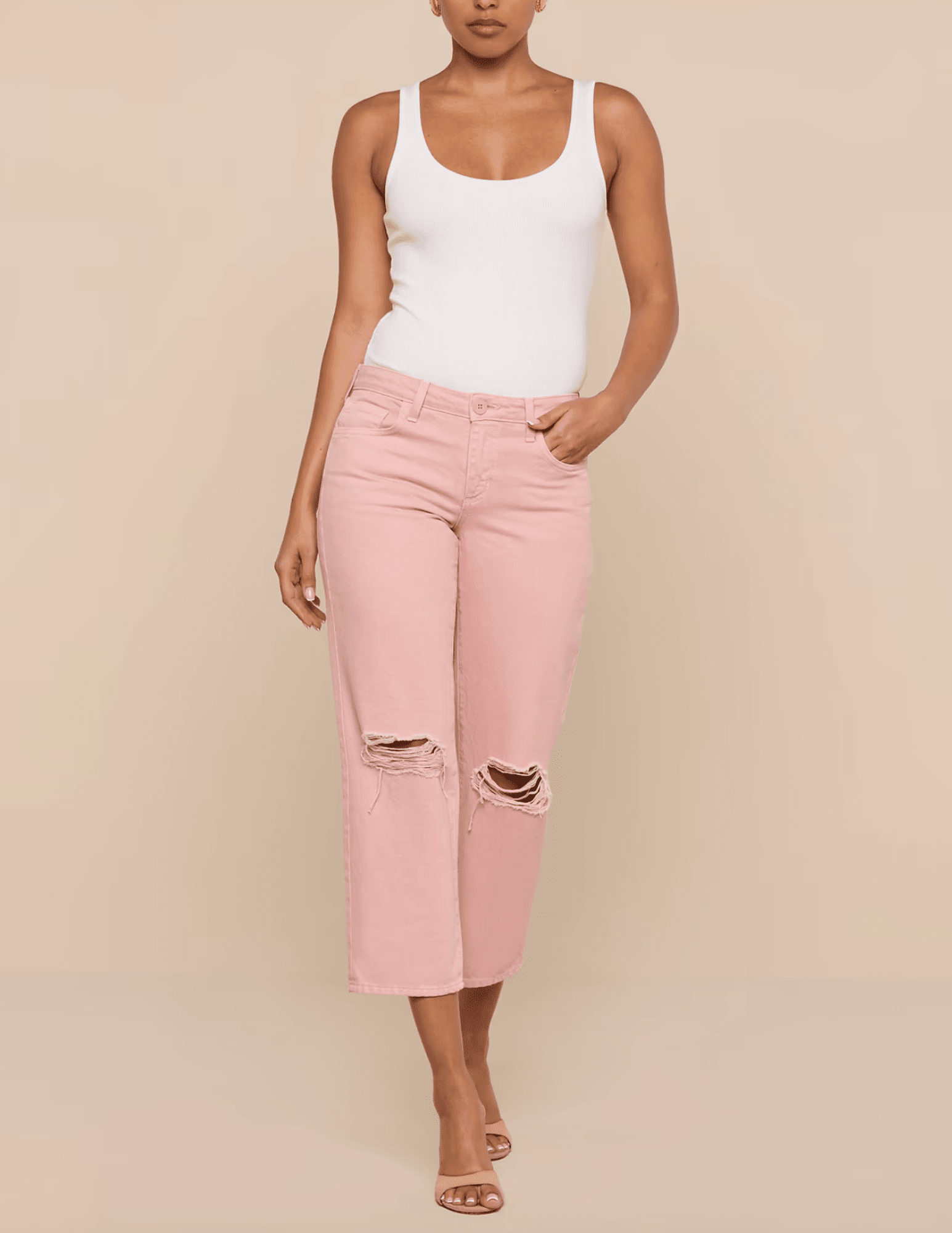 L'Agence - PRE-ORDER-L’AGENCE Blaine Low Rise Stovepipe Jeans in Misty Rose - Buy Online