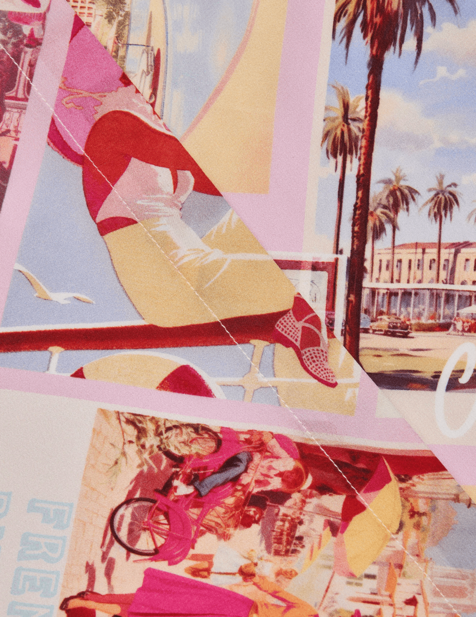 L'Agence - PRE-ORDER-L'AGENCE Cameron Long Shirt Dress in Light Pink Multi Large Postcard Print - Buy Online