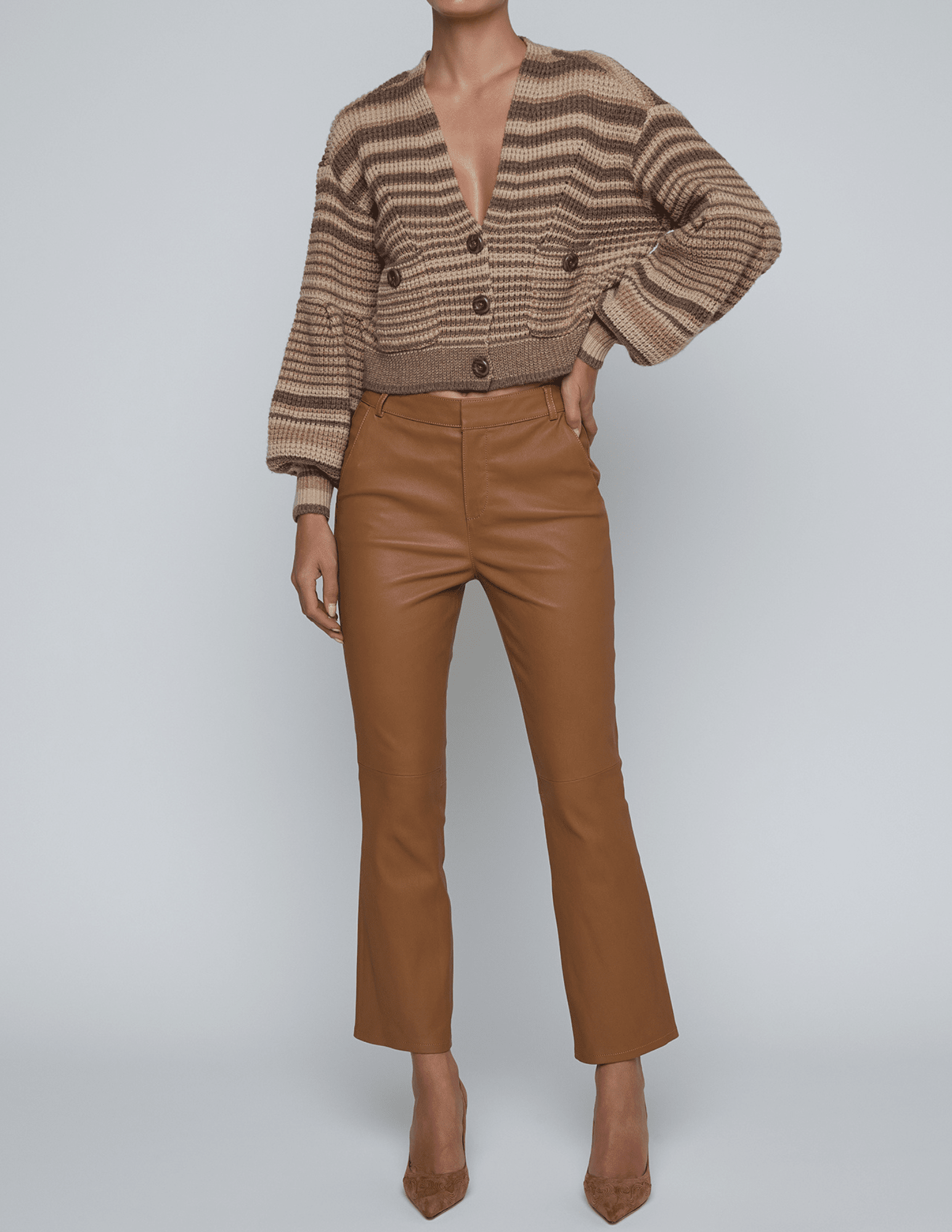 L'Agence - PRE-ORRDER-L'AGENCE Ketra Leather Bootcut Trouser in Soft Cognac - Buy Online