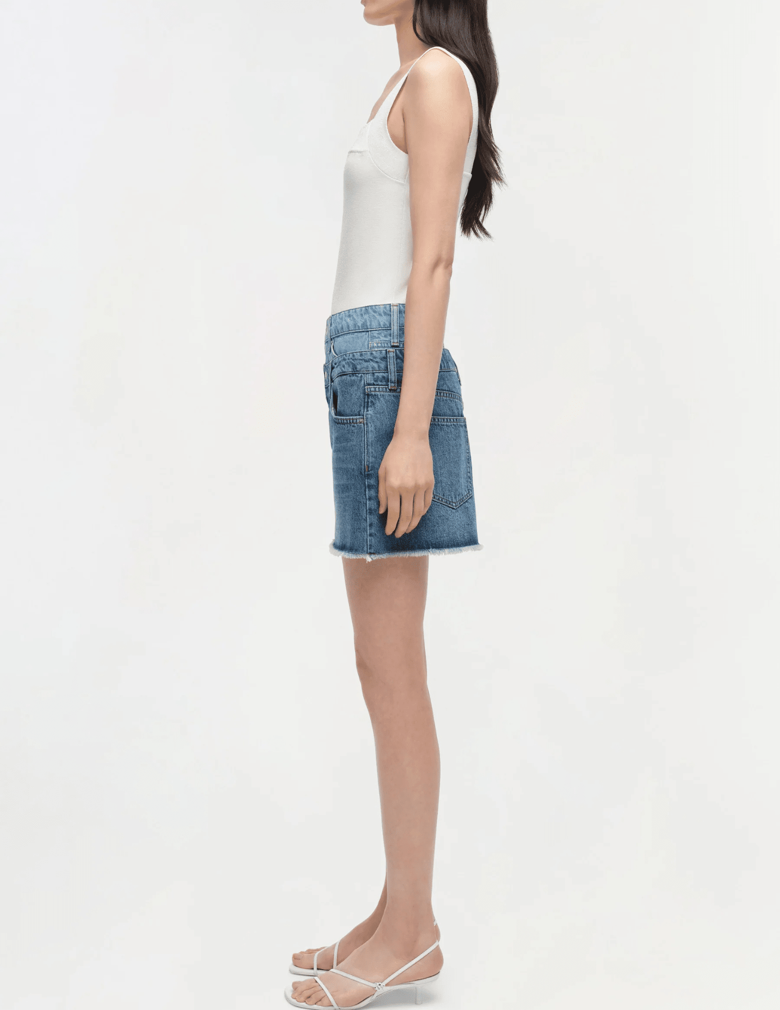 Simkhai - Simkhai Salix Double Waistband Denim Mini Skirt in Catalina Trancoso - Buy Online