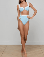L'Agence - L'AGENCE Alexandria Color-Block Balconette Bikini Top in Powder Blue - Buy Online