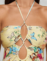 L'Agence - PRE-ORDER-L'AGENCE Shiva One Piece Swimsuit in Pale Yellow Butterflies - Buy Online